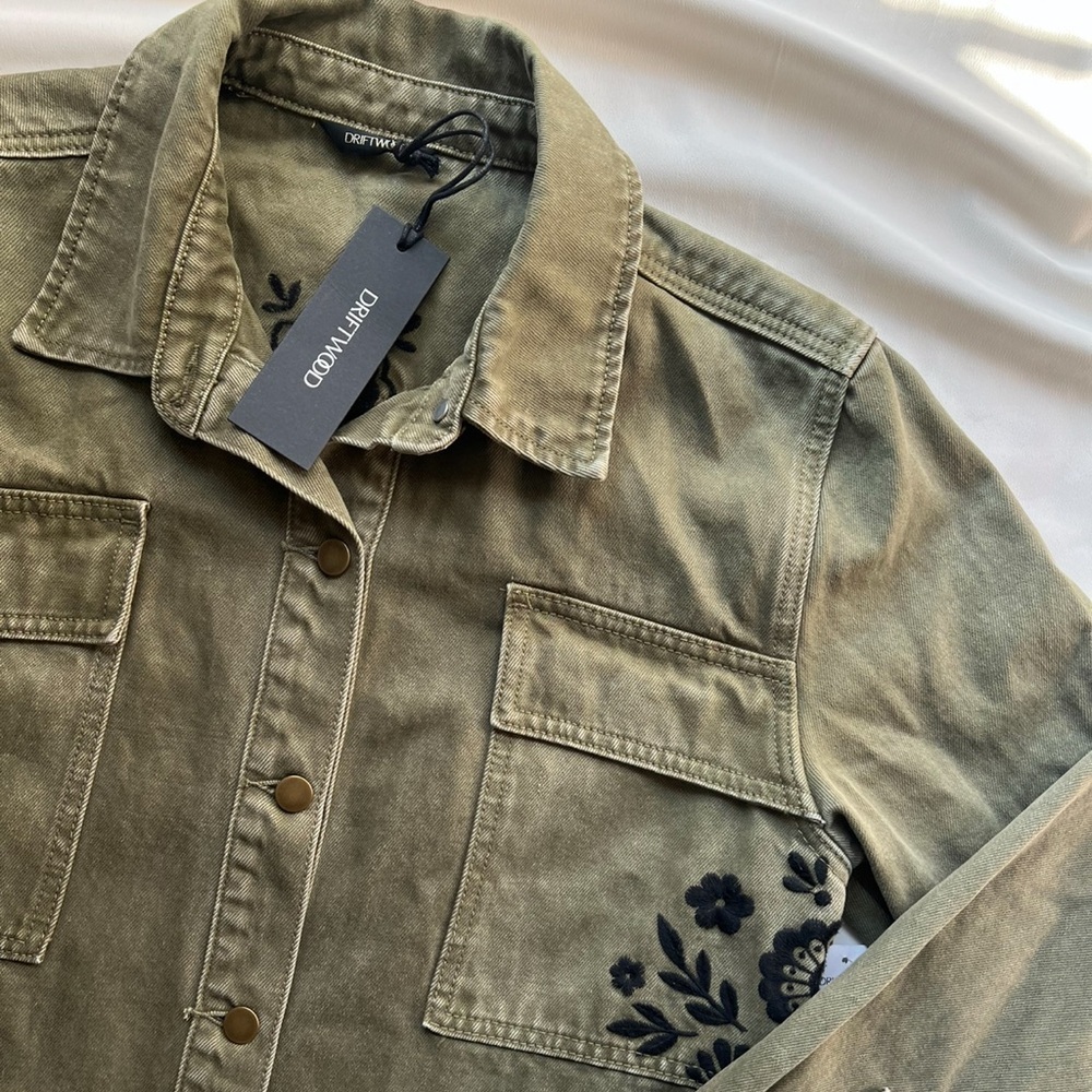 NWT Driftwood Denim Green Embroidered Jacket ✨ - Picture 3 of 5